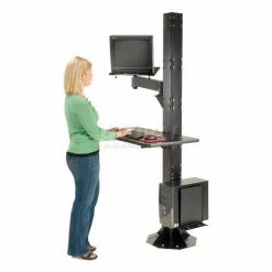 Global Industrial™ Floor Mount Orbit Steel Post, 81"H, Black -Outlet Desks & Workstations Store 239135BK 02
