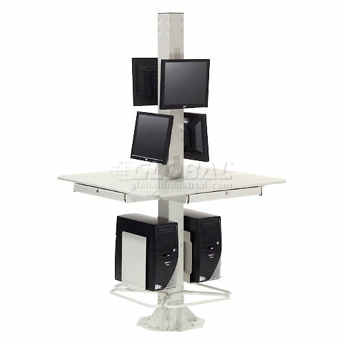 Global Industrial 81"H Floor Mount Orbit Computer Kiosk with VESA Mount & Power Outlet, Beige 2 Global Industrial 81"H Floor Mount Orbit Computer Kiosk with VESA Mount & Power Outlet, Beige - Image 2