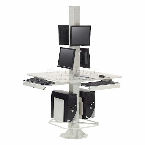 Global Industrial™ 81"H Complete Floor Mount Orbit Computer Kiosk with VESA Mounts, Beige 5 Global Industrial™ 81"H Complete Floor Mount Orbit Computer Kiosk with VESA Mounts, Beige - Image 5