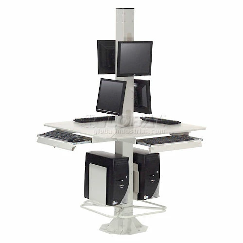 Global Industrial™ 81"H Complete Floor Mount Orbit Computer Kiosk with VESA Mounts, Beige 6 Global Industrial™ 81"H Complete Floor Mount Orbit Computer Kiosk with VESA Mounts, Beige - Image 6