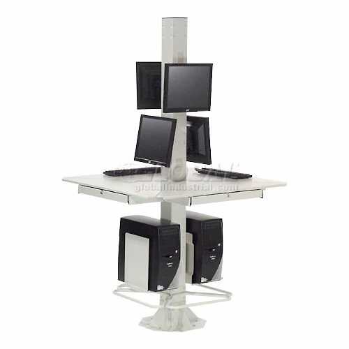 Global Industrial 81"H Floor Mount Orbit Computer Kiosk with VESA Mount & Power Outlet, Beige 8 Global Industrial 81"H Floor Mount Orbit Computer Kiosk with VESA Mount & Power Outlet, Beige - Image 8