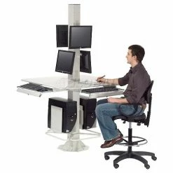 Global Industrial 81"H Floor Mount Orbit Computer Kiosk with VESA Mount & Power Outlet, Beige 48 Global Industrial 81"H Floor Mount Orbit Computer Kiosk with VESA Mount & Power Outlet, Beige -Outlet Desks & Workstations Store 239193BG 09 1