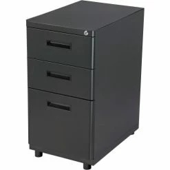 Interion By Global Industrial Interion® 3 Drawer Pedestal Box File Cabinet, 16"W x 20"D x 29"H, Black