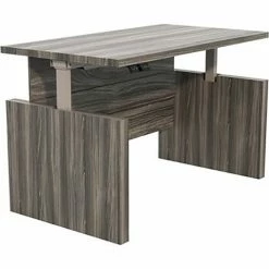 Safco® Aberdeen Height-Adjustable Desk, Conference Front Top & Base, 36"D x 72"W, Gray Steel