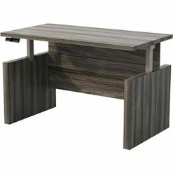 Safco® Aberdeen Height-Adjustable Desk, Conference Front Top & Base, 36"D x 72"W, Gray Steel -Outlet Desks & Workstations Store 24190 ARDH7236LGS FrontLeftAngle