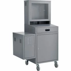 Global Industrial Security Computer CPU Enclosed Cabinet Side Car, Dark Gray -Outlet Desks & Workstations Store 242299DG 04
