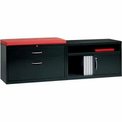 Interion By Global Industrial Interion® 36" Low Credenza with Door - Black -Outlet Desks & Workstations Store 24320 24219 24221 Red 02 1