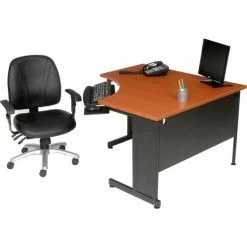 Interion By Global Industrial Interion® 48"W Corner Desk - Cherry -Outlet Desks & Workstations Store 248993CH 05