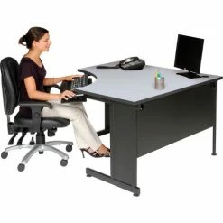 Interion By Global Industrial Interion® 48"W Corner Desk - Gray -Outlet Desks & Workstations Store 248993GY 02