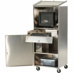 AERO Manufacturing Stainless Steel Mobile Computer Cabinet 25 AERO Manufacturing Stainless Steel Mobile Computer Cabinet -Outlet Desks & Workstations Store 249068 02