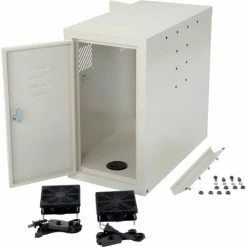 Global Industrial Orbit CPU Computer Enclosure Cabinet Front/Rear Doors 2 Exhaust Fans, Beige -Outlet Desks & Workstations Store 249309JBG 04