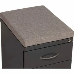 Interion By Global Industrial Interion® 2 Drawer Box/File Pedestal - Charcoal with Gray Cushion Top