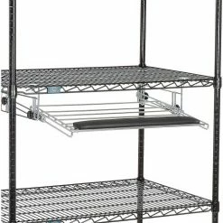 Nexel™ 4-Shelf Mobile Wire Computer LAN Workstation w/ Keyboard Tray, 36"W x 24"D x 69"H, Black -Outlet Desks & Workstations Store 250115BK 03