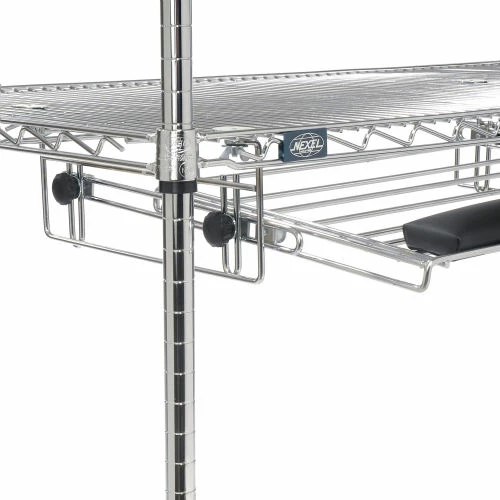 Nexel 4-Shelf Mobile Wire Computer LAN Workstation w/Keyboard Tray, 48"W x 24"D x 69"H, Chrome 8 Nexel 4-Shelf Mobile Wire Computer LAN Workstation w/Keyboard Tray, 48"W x 24"D x 69"H, Chrome - Image 8