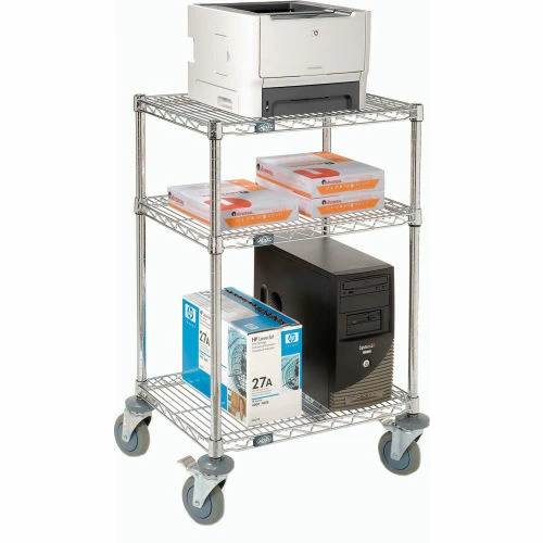 Nexel 3-Shelf Mobile Wire Printer Stand, 24"W x 18"D x 39"H, Chrome 1 Nexel 3-Shelf Mobile Wire Printer Stand, 24"W x 18"D x 39"H, Chrome