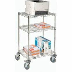 Nexel 3-Shelf Mobile Wire Printer Stand, 24"W x 18"D x 39"H, Chrome 17 Nexel 3-Shelf Mobile Wire Printer Stand, 24"W x 18"D x 39"H, Chrome -Outlet Desks & Workstations Store 250117 03