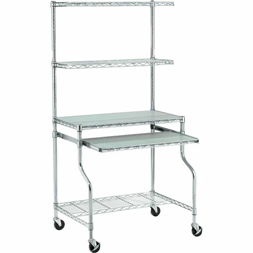 Global Industrial™ Chrome Wire Shelf Mobile Computer LAN Workstation, 31-1/2"W x 24"D x 63"H 1 Global Industrial™ Chrome Wire Shelf Mobile Computer LAN Workstation, 31-1/2"W x 24"D x 63"H