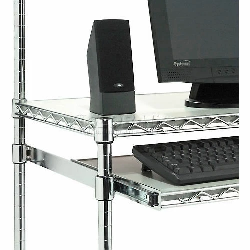 Global Industrial™ Chrome Wire Shelf Mobile Computer LAN Workstation, 31-1/2"W x 24"D x 63"H 2 Global Industrial™ Chrome Wire Shelf Mobile Computer LAN Workstation, 31-1/2"W x 24"D x 63"H - Image 2