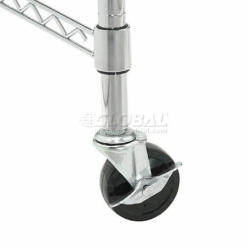 Global Industrial™ Chrome Wire Shelf Mobile Computer LAN Workstation, 31-1/2"W x 24"D x 63"H 5 Global Industrial™ Chrome Wire Shelf Mobile Computer LAN Workstation, 31-1/2"W x 24"D x 63"H - Image 5