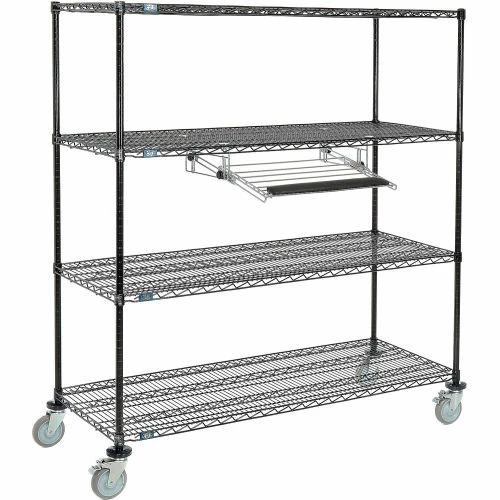 Nexel 4-Shelf Mobile Wire Computer LAN Workstation w/ Keyboard Tray, 60"W x 24"D x 69"H, Black 2 Nexel 4-Shelf Mobile Wire Computer LAN Workstation w/ Keyboard Tray, 60"W x 24"D x 69"H, Black - Image 2