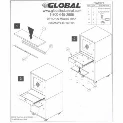 Sliding Mouse Tray For Global Industrial™ Mobile Computer Cabinets, Black -Outlet Desks & Workstations Store 273113 05