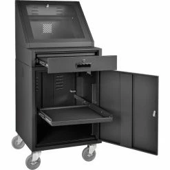 Global Industrial™ Mobile LCD Console Computer Cabinet, Black -Outlet Desks & Workstations Store 273115BK 02