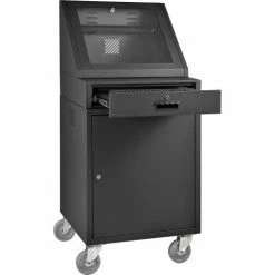 Global Industrial™ Mobile LCD Console Computer Cabinet, Black -Outlet Desks & Workstations Store 273115BK 09