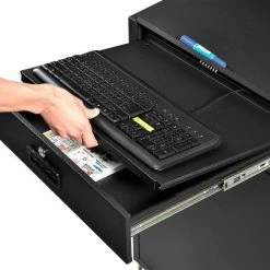 Global Industrial™ Mobile LCD Console Computer Cabinet, Black -Outlet Desks & Workstations Store 273115BK 11