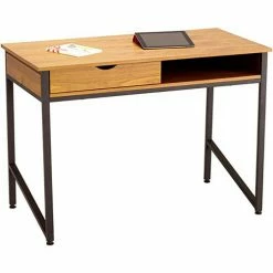 Safco® Single Drawer Office Desk, 21-5/8"D x 43-1/4"W x 30-3/4"H, Black