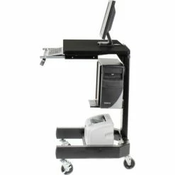 Global Industrial™ Medical Computer Cart, 27"W x 24-1/2"D x 41"H, Black -Outlet Desks & Workstations Store 309235BKA 06