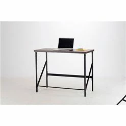 Safco® Elevate Standing-Height Desk, 24"D x 48"W x 50"H, Walnut -Outlet Desks & Workstations Store 36084 1957WL ProppedLeftAngle