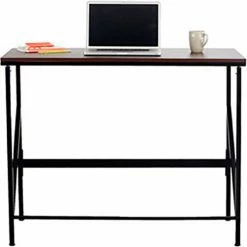 Safco® Elevate Standing-Height Desk, 24"D x 48"W x 50"H, Walnut -Outlet Desks & Workstations Store 36103 1957WL FrontPropped