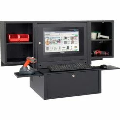 Optional Door with Acrylic Window For Global Industrial™ Fold-Out Computer Cabinet, Black -Outlet Desks & Workstations Store 436912 04