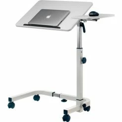 Global Industrial Tilting Adjustable Height Mobile Laptop Desk, 36"W, White -Outlet Desks & Workstations Store 436966WG 02