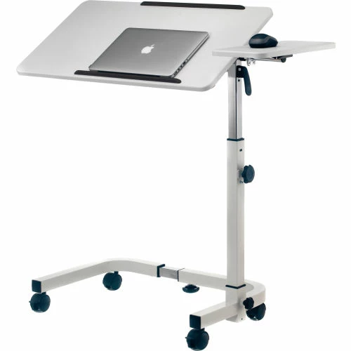 Global Industrial Tilting Adjustable Height Mobile Laptop Desk, 30"W, White 3 Global Industrial Tilting Adjustable Height Mobile Laptop Desk, 30"W, White - Image 3