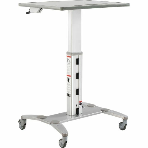 Global Industrial Sit-Stand Mobile Desk With Tablet Slot, Gray/Silver 2 Global Industrial Sit-Stand Mobile Desk With Tablet Slot, Gray/Silver - Image 2
