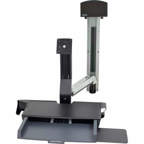 Ergotron® 45-272-026 StyleView® Sit-Stand Combo System with Worksurface, Polished Aluminum 2 Ergotron® 45-272-026 StyleView® Sit-Stand Combo System with Worksurface, Polished Aluminum - Image 2