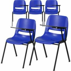 Flash Furniture Ergonomic Shell Chair - Left Handed Tablet Arm - Blue - 5 per Pack
