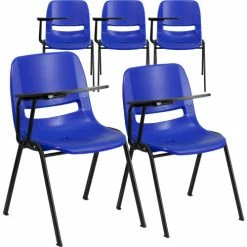 Flash Furniture Ergonomic Shell Chair - Right Handed Tablet Arm - Blue - 5 per Pack