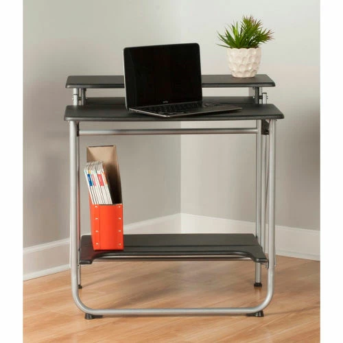 Comfort Products OneSpace 50-1010QA Freeley Folding Computer Desk, Black/Silver 8 Comfort Products OneSpace 50-1010QA Freeley Folding Computer Desk, Black/Silver - Image 8