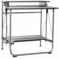 Comfort Products OneSpace 50-1010QA Freeley Folding Computer Desk, Black/Silver
