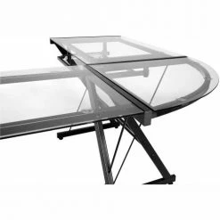 Comfort Products OneSpace 50-JN110500 Ultramodern Glass L-Shaped Computer Desk, Black/Clear -Outlet Desks & Workstations Store 50 JN110500 BACK DETAIL