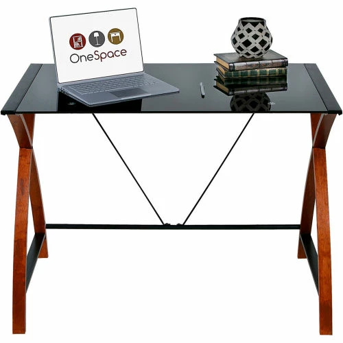 Comfort Products OneSpace 50-JN15B05 Glass and Wood Computer Desk, Black 4 Comfort Products OneSpace 50-JN15B05 Glass and Wood Computer Desk, Black - Image 4