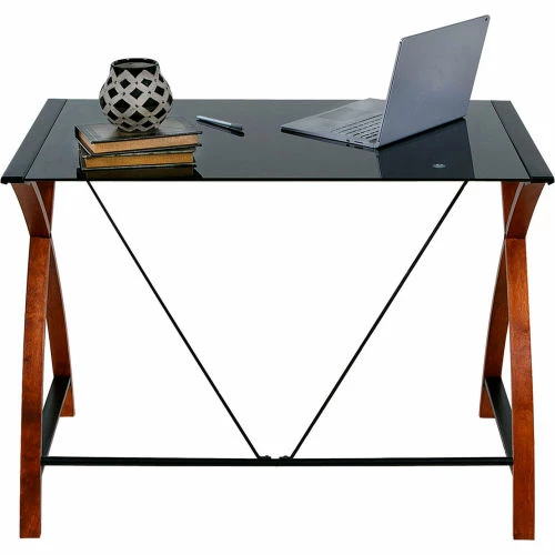 Comfort Products OneSpace 50-JN15B05 Glass and Wood Computer Desk, Black 3 Comfort Products OneSpace 50-JN15B05 Glass and Wood Computer Desk, Black - Image 3