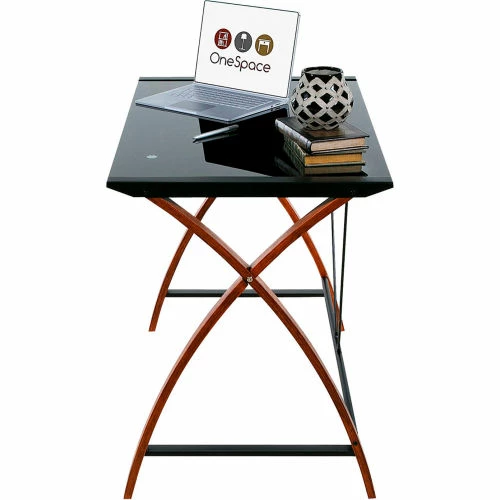 Comfort Products OneSpace 50-JN15B05 Glass and Wood Computer Desk, Black 5 Comfort Products OneSpace 50-JN15B05 Glass and Wood Computer Desk, Black - Image 5