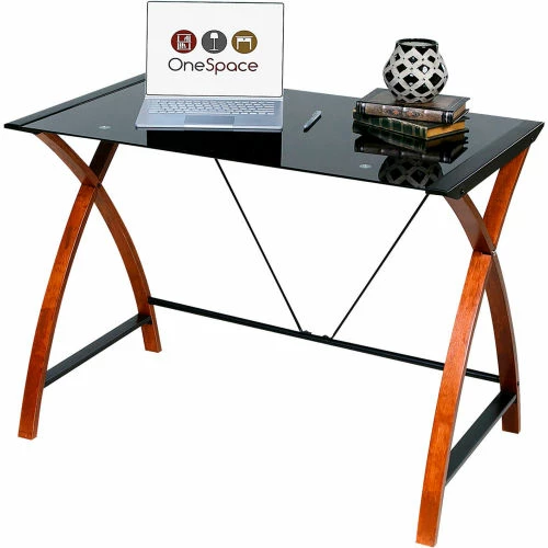 Comfort Products OneSpace 50-JN15B05 Glass and Wood Computer Desk, Black 2 Comfort Products OneSpace 50-JN15B05 Glass and Wood Computer Desk, Black - Image 2