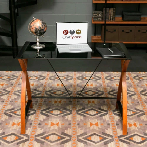 Comfort Products OneSpace 50-JN15B05 Glass and Wood Computer Desk, Black 7 Comfort Products OneSpace 50-JN15B05 Glass and Wood Computer Desk, Black - Image 7