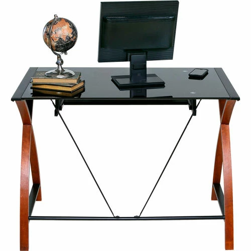 Comfort Products OneSpace 50-JN15K05 Glass and Wood Computer Desk with Pullout Keyboard Tray, Black 6 Comfort Products OneSpace 50-JN15K05 Glass and Wood Computer Desk with Pullout Keyboard Tray, Black - Image 6