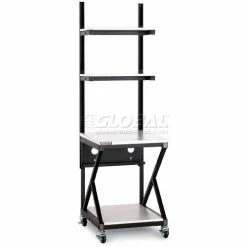 Kendall Howard™ 24" Performance 200 Series LAN Station with Full Bottom Shelf, Folkstone Gray