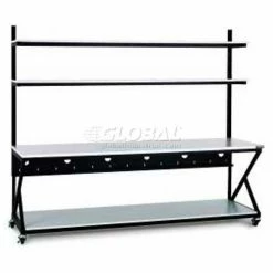 Kendall Howard™ 96" Performance 200 Series LAN Station with Full Bottom Shelf, Folkstone Gray